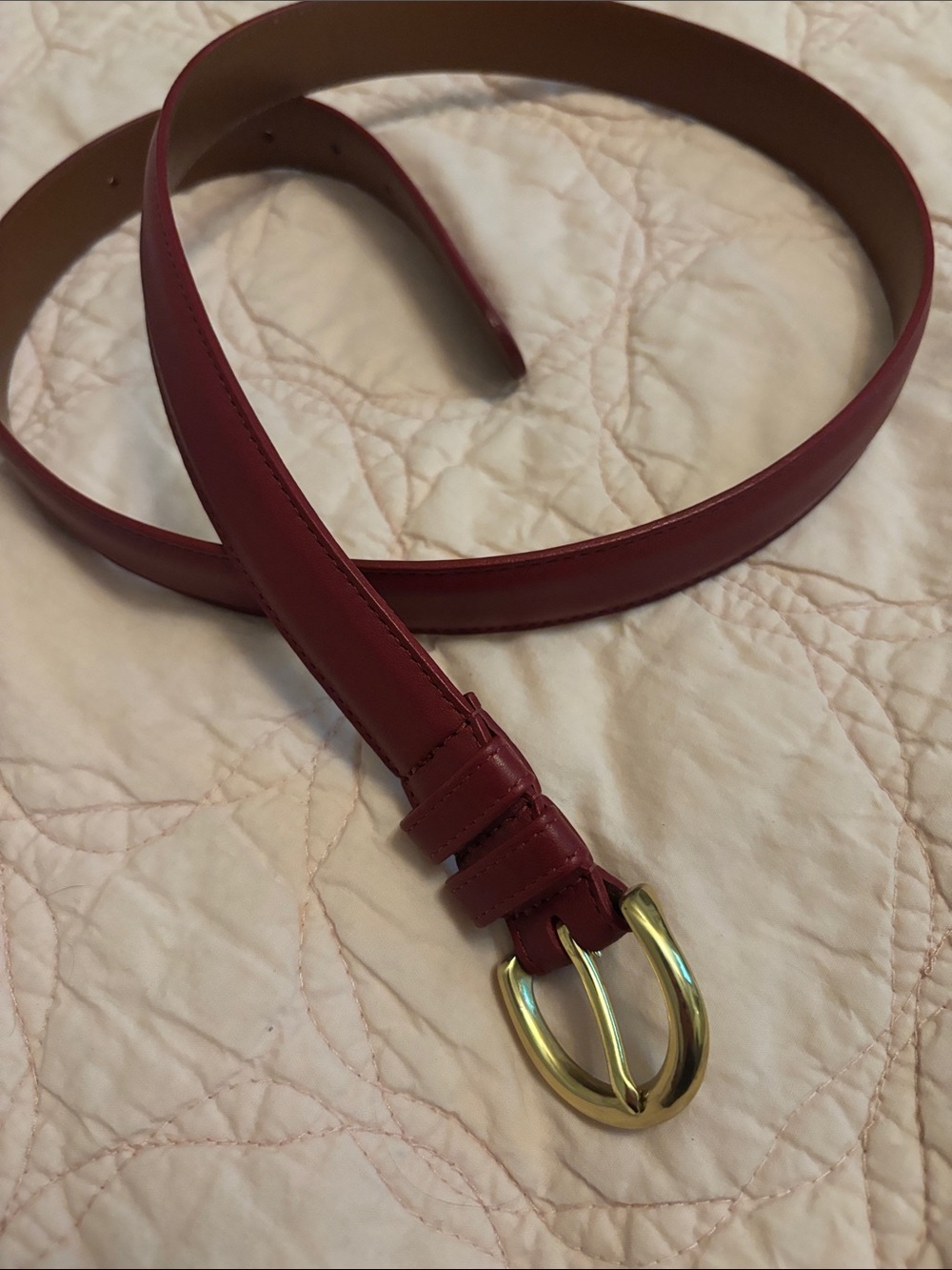 Vintage COACH BELT 8400 Ladies Red Tanned Leather 1" in w/Brass Buckle,XL
